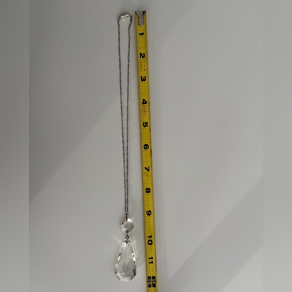 Antique Crystal Pendant on Silver Necklace - Picture 4 of 5
